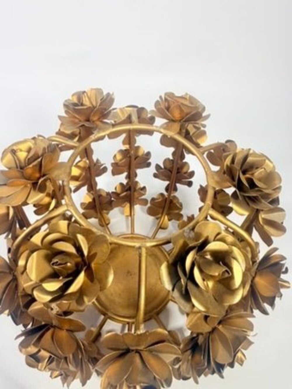 Candle Holder Vase Metal Flowers Roses Table Centerpiece Brushed Gold  Vintage T - Picture 15 of 16
